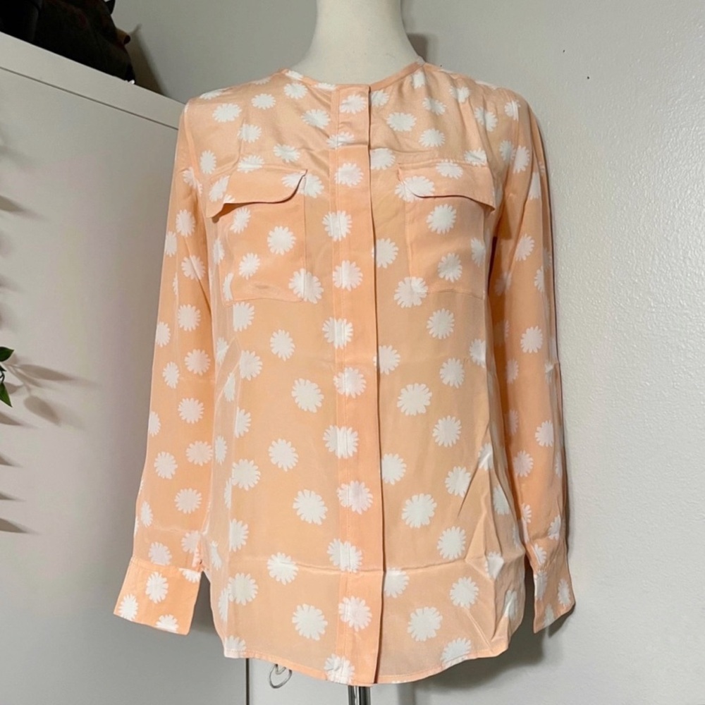 Equipment‎ Femme Peach Orange Silk Flower Size XS